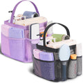 EUDELE 2 Pack Mesh Shower Caddy Portable for College Dorm Room Essentials, Shower Caddy Dorm with 9-Pocket Large Capacity,Shower Bag for Beach,Swimming,Gym All Black+All Pink