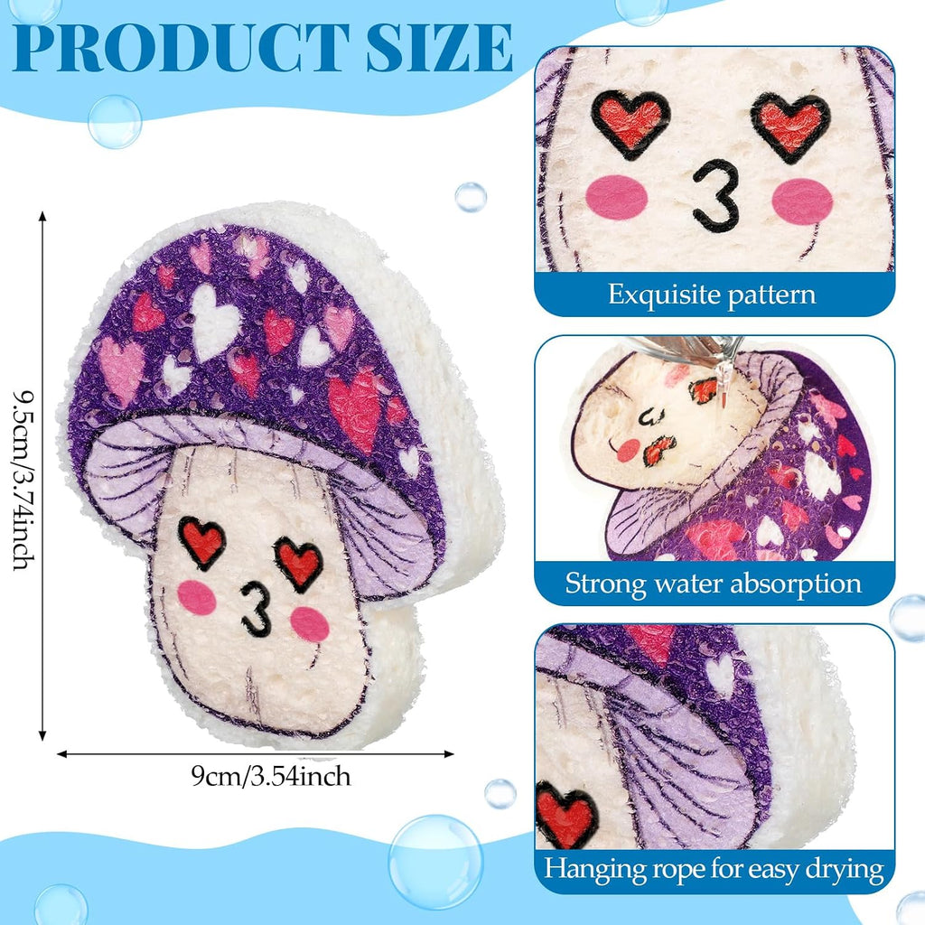 Newtay 8 Pack Compressed Dish Sponges Non-Scratch Reusable Cute,Mushroom