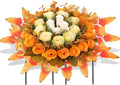 Lodou Artificial Cemetery Flowers,Silk Memorial Cake for Cemetery,Artificial Flower Centrepieces for Tables,Artificial Rose Graveyard Memorial Flowers for Headstones Decoration (Autumn Yellow)