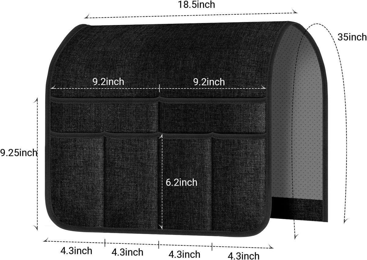 Armchair Caddy & Remote Control Holder for Couch & Recliner | Non-Slip Armrest Organizer with 6 Pockets for TV Remote, Phone, Tablet, Magazine & More, 19 x 35 Inches, Black