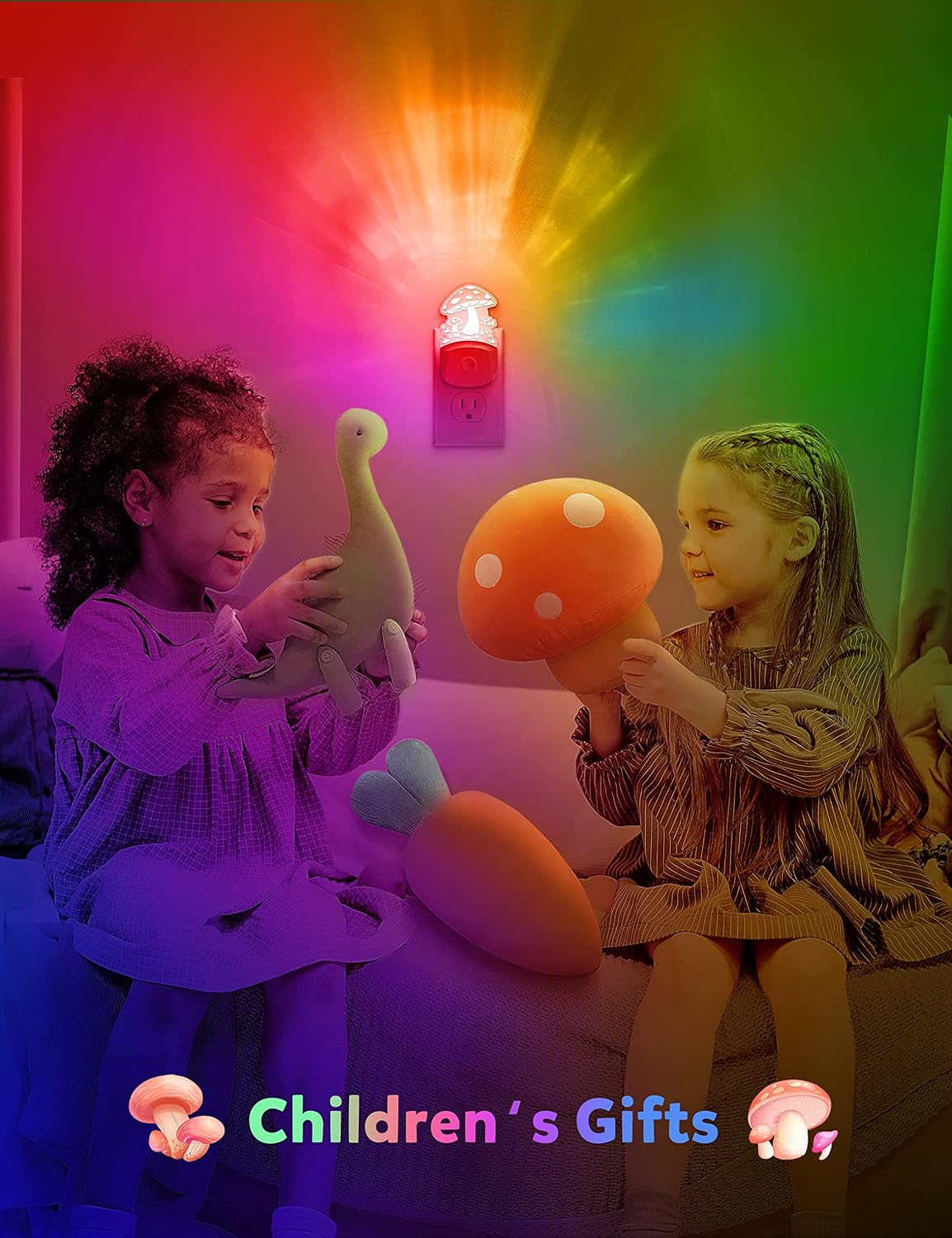 DORESshop Mushroom Night Light [2 Pack],Plug in Night Light,Color Changing