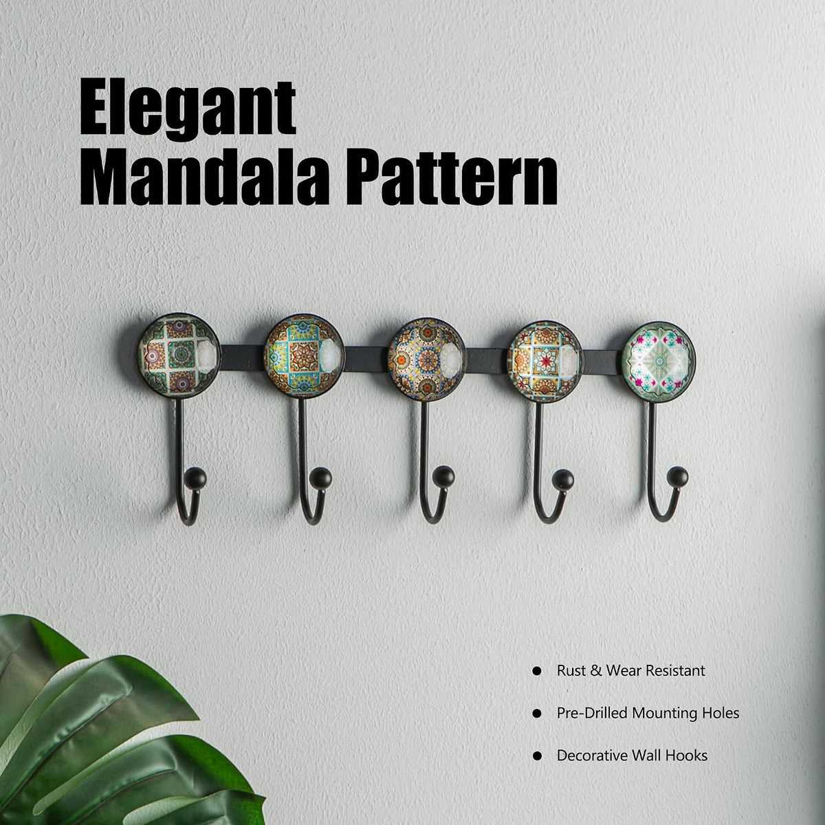Coat Hooks with 5 Hooks, Decorative Wall Hooks for Hanging