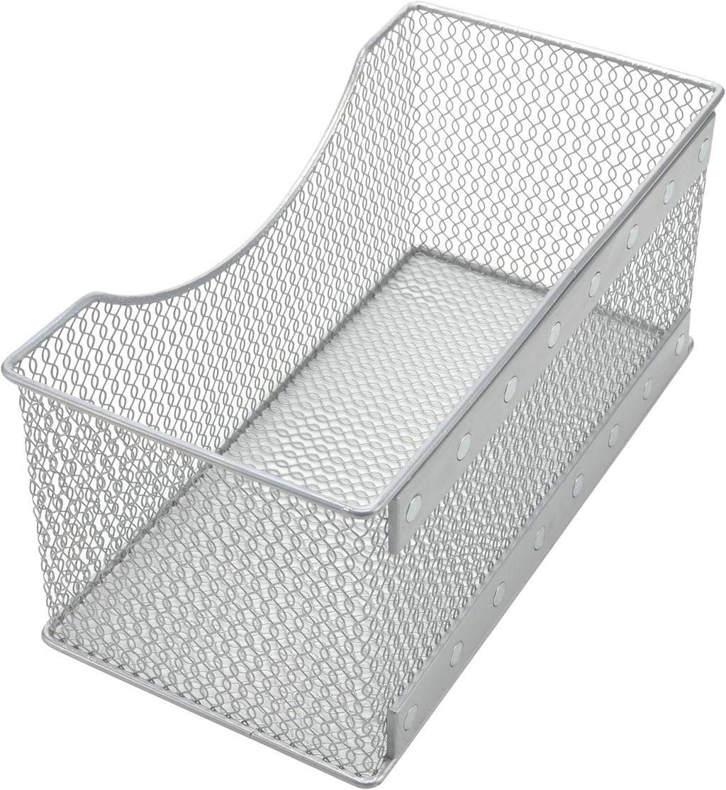 YBM HOME Wire Mesh Magnetic Storage Basket, Trash Caddy, Container, Desk Tray, Office Supply Organizer Silver for Refrigerator/Microwave Oven or Magnetic Surface in Kitchen or Office (1, Large)
