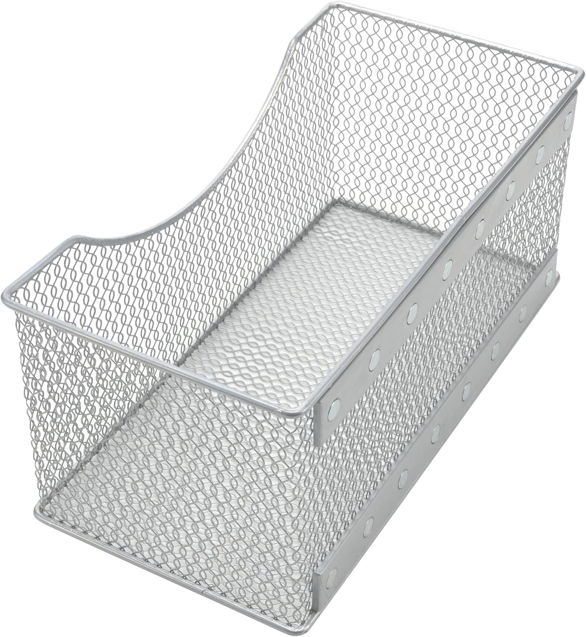 YBM HOME Wire Mesh Magnetic Storage Basket, Trash Caddy, Container, Desk Tray, Office Supply Organizer Silver for Refrigerator/Microwave Oven or Magnetic Surface in Kitchen or Office (1, Large)