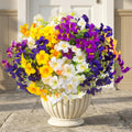 Daynight 16Pcs Artificial Petunias Flowers, Realistic Flowers for Outdoor (16, White,Yellow,Purple,RedViolet)