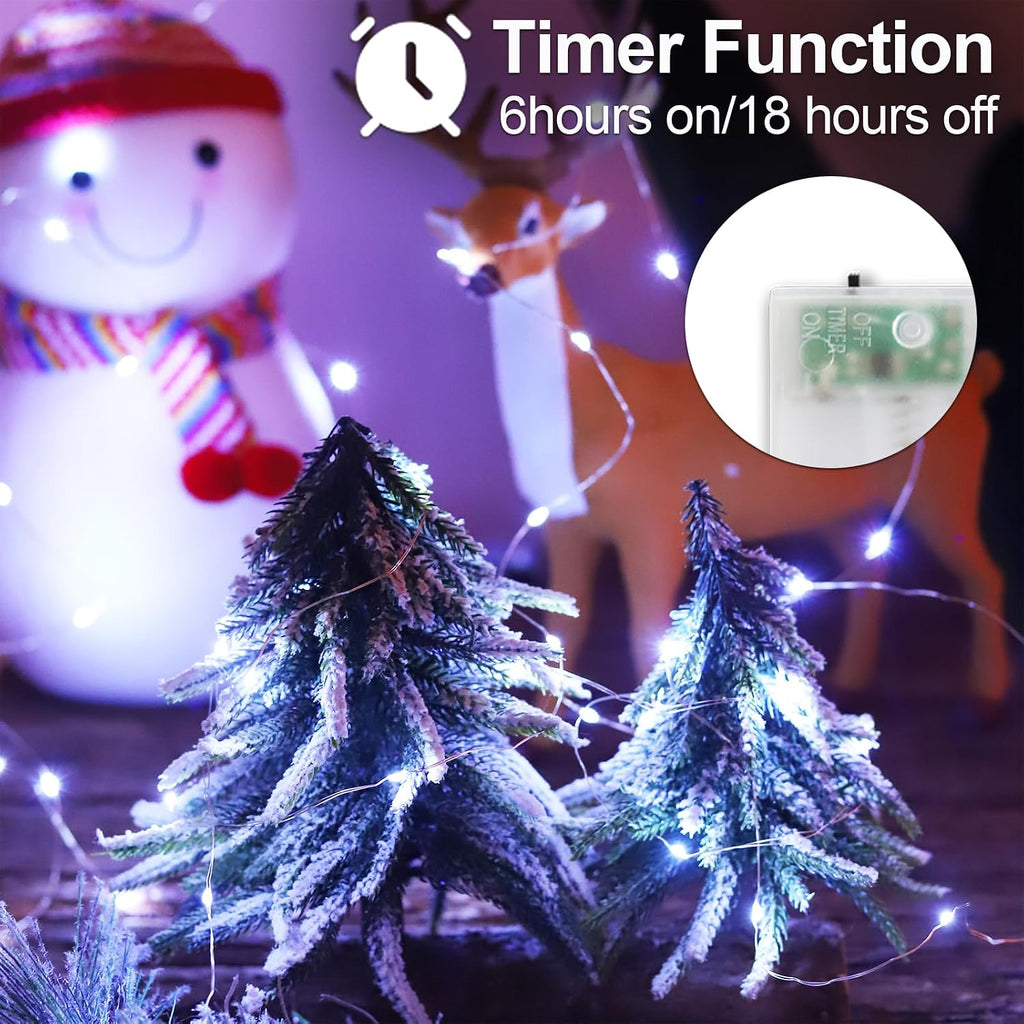 Christmas Fairy String Lights Battery Operated, Cool White
