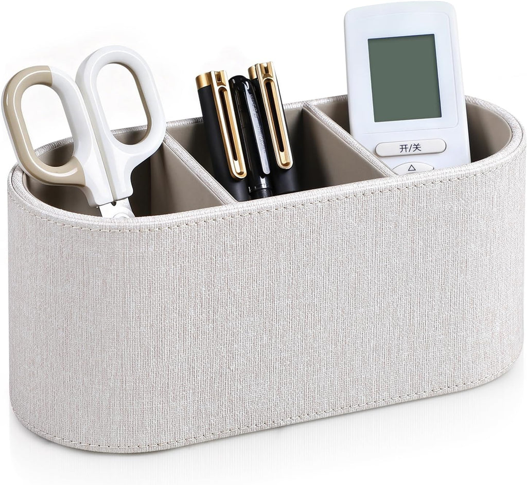 Remote Control Holder Pen Pencil Holder Desk Organizer Caddy(Linen)