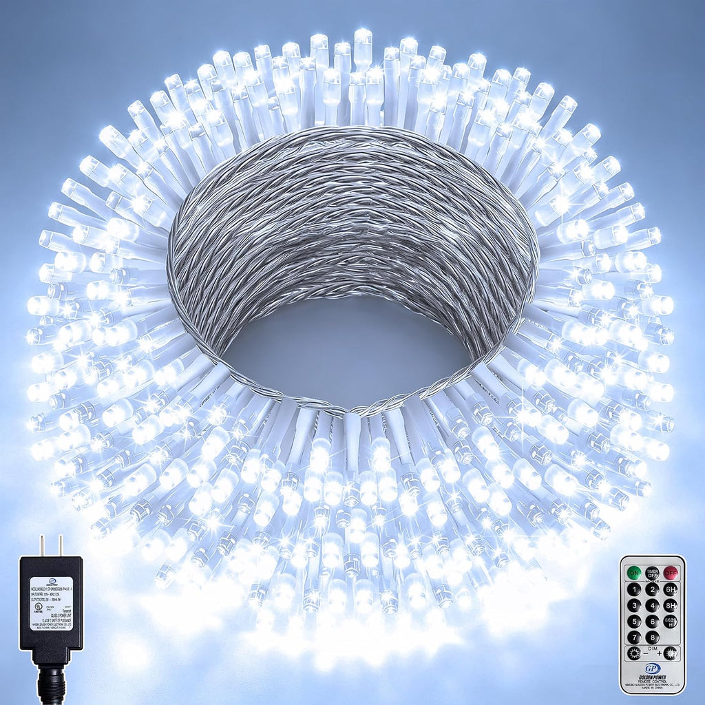 66FT 200 LED Christmas Tree Lights, Bright Cool White Outdoor Christmas String Lights for House, Fairy Lights with 8 Modes, Waterproof & Durable Indoor Outdoor Decor, Timer Included