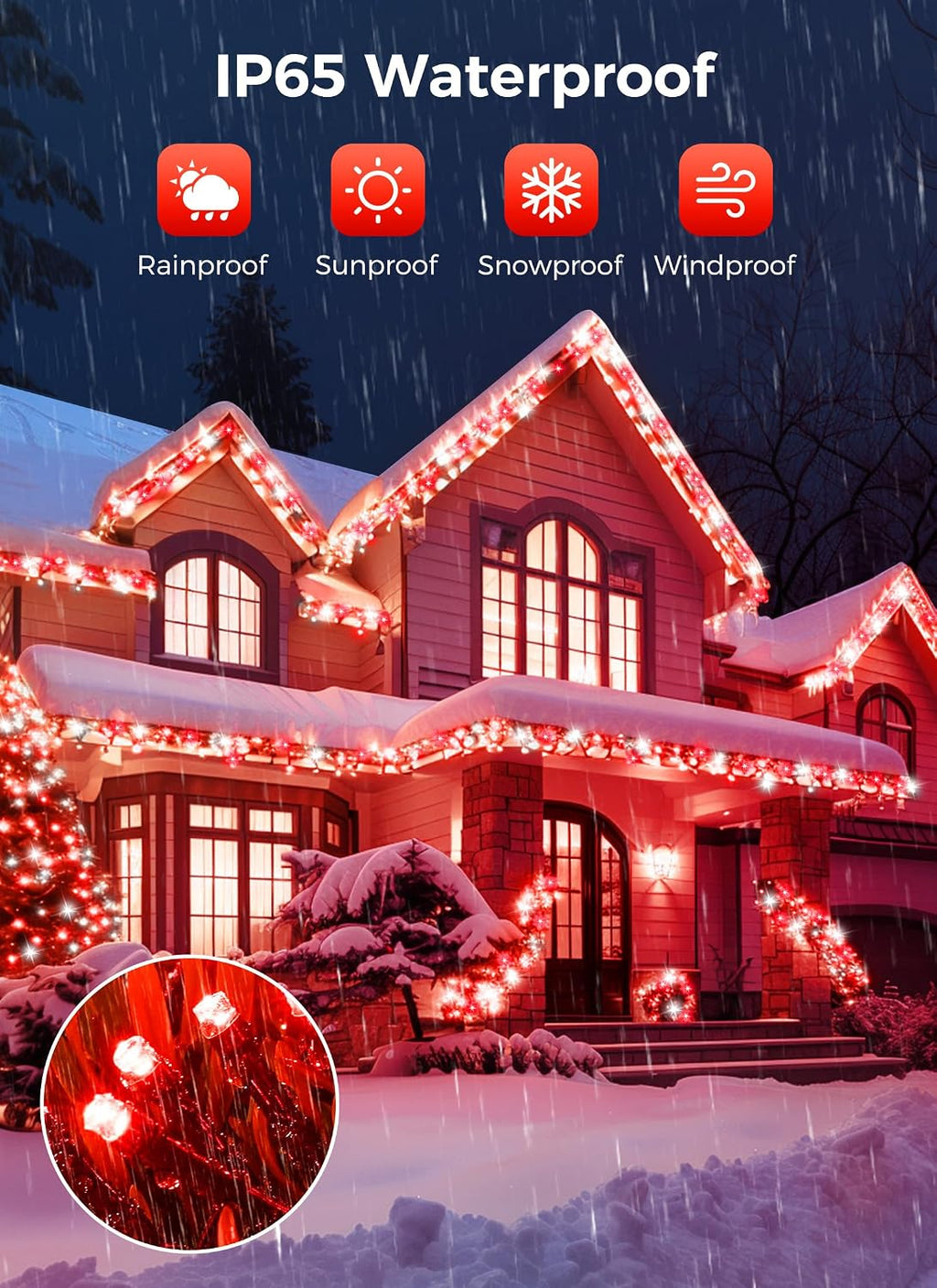 Minetom Solar Christmas Lights Outdoor Waterproof, 2Pack Total 80FT 200 LED