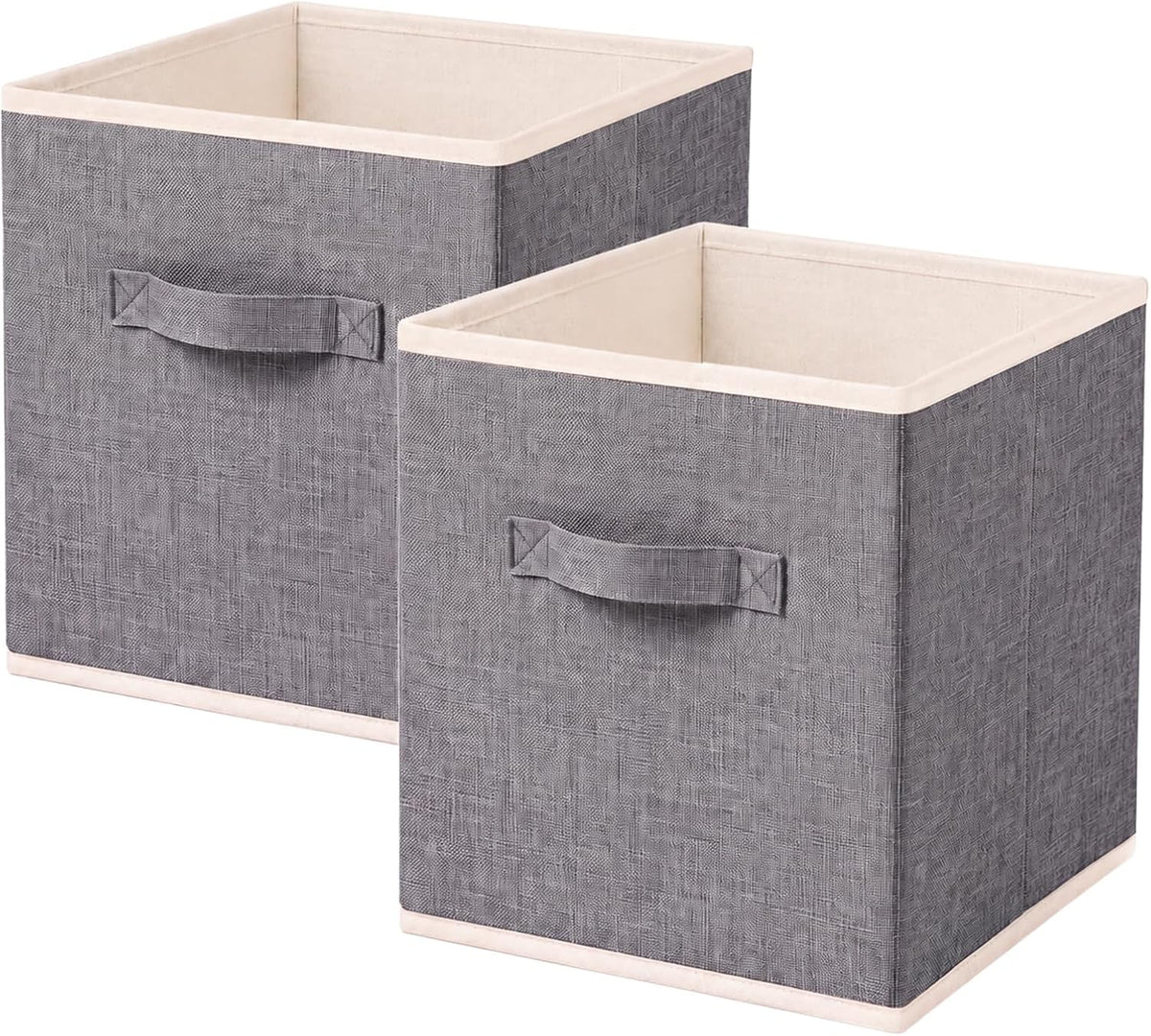ShellKingdom Storage Bins, Foldable Linen Storage Cubes, 2 Pack (Grey)