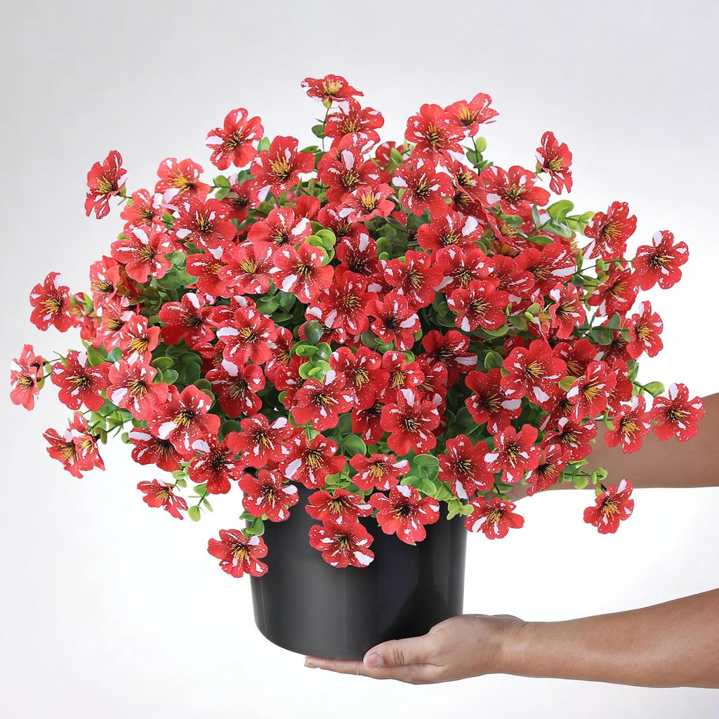 2Set Artificial Eucalyptus Flower Topiary Tree for Front Porch(Red)