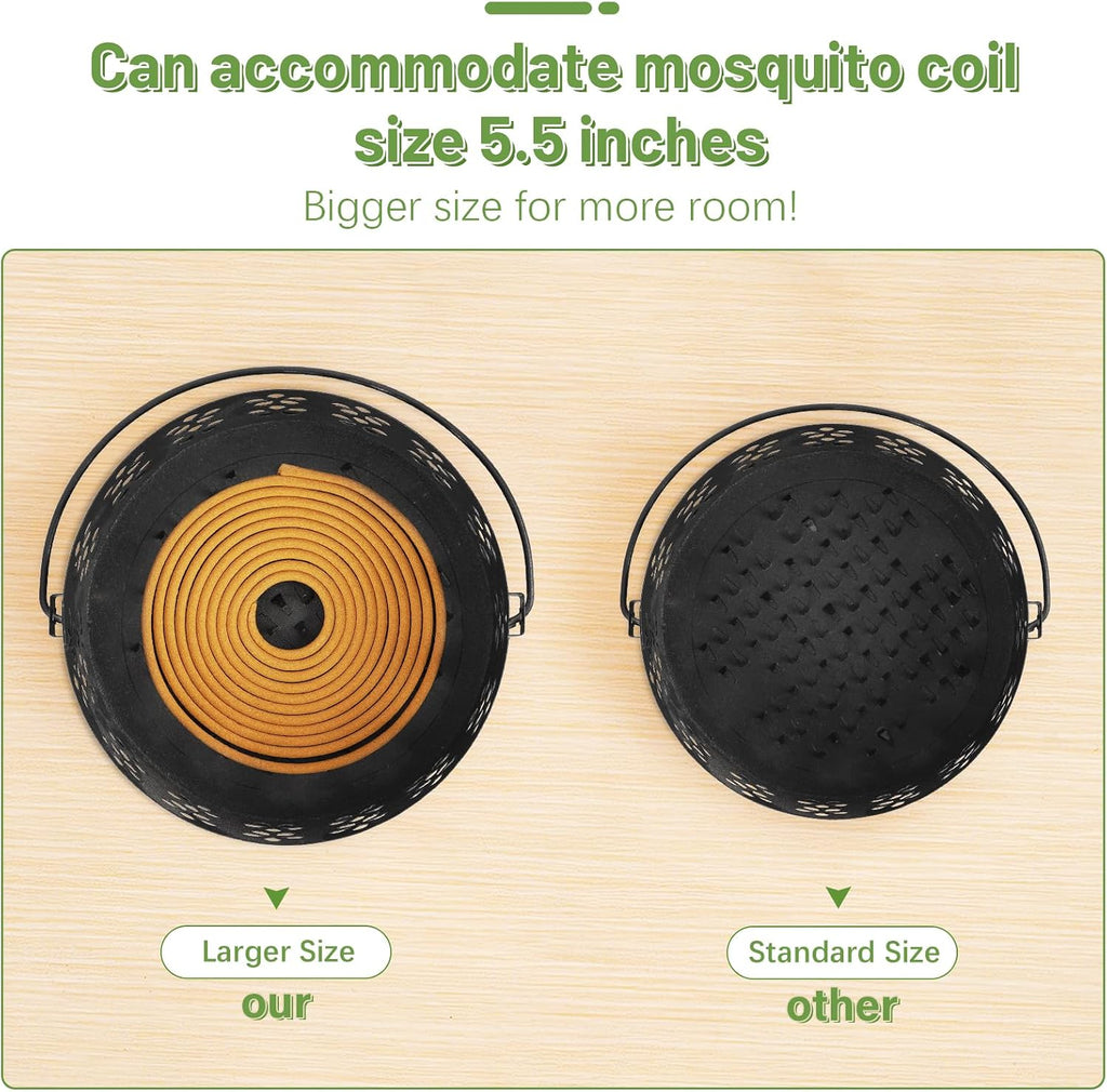 Portable Iron Mosquito Coil Holder with Handle, Black