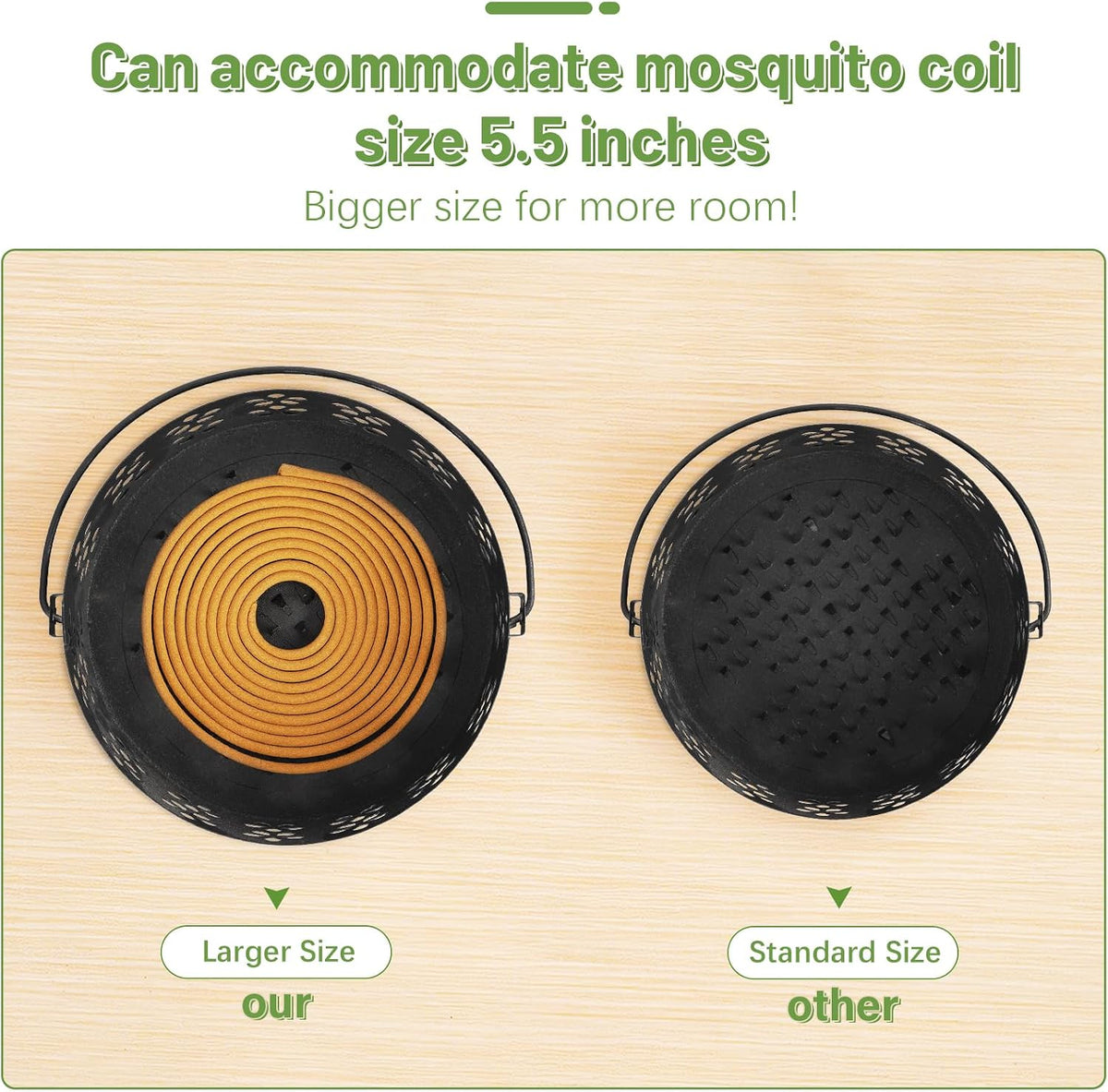 Portable Iron Mosquito Coil Holder with Handle, Black