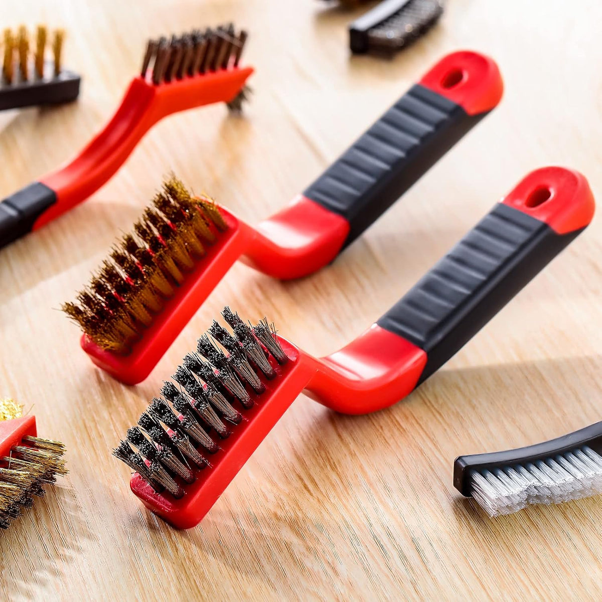 Sumind 60 Pcs Wire Cleaning Brush Set, Metal Brush with Curved Handle