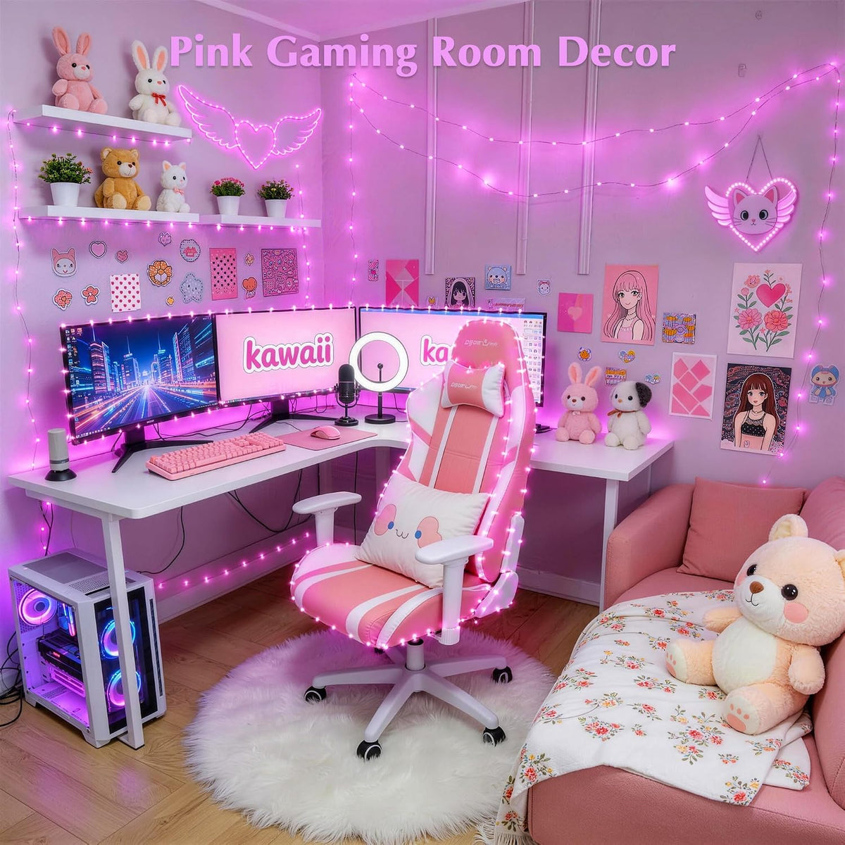JMEXSUSS USB Pink Fairy Lights, 33ft 100 LED Pink Halloween Lights Indoor
