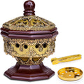 AM Lux Octagon Incense Burner – Bakhoor & Cone Holder | Charcoal Resin Burner for Frankincense, Myrrh & Aromatherapy | Decorative Mabkhara for Home, Office & Meditation Room Decor (Octagon Bronze)