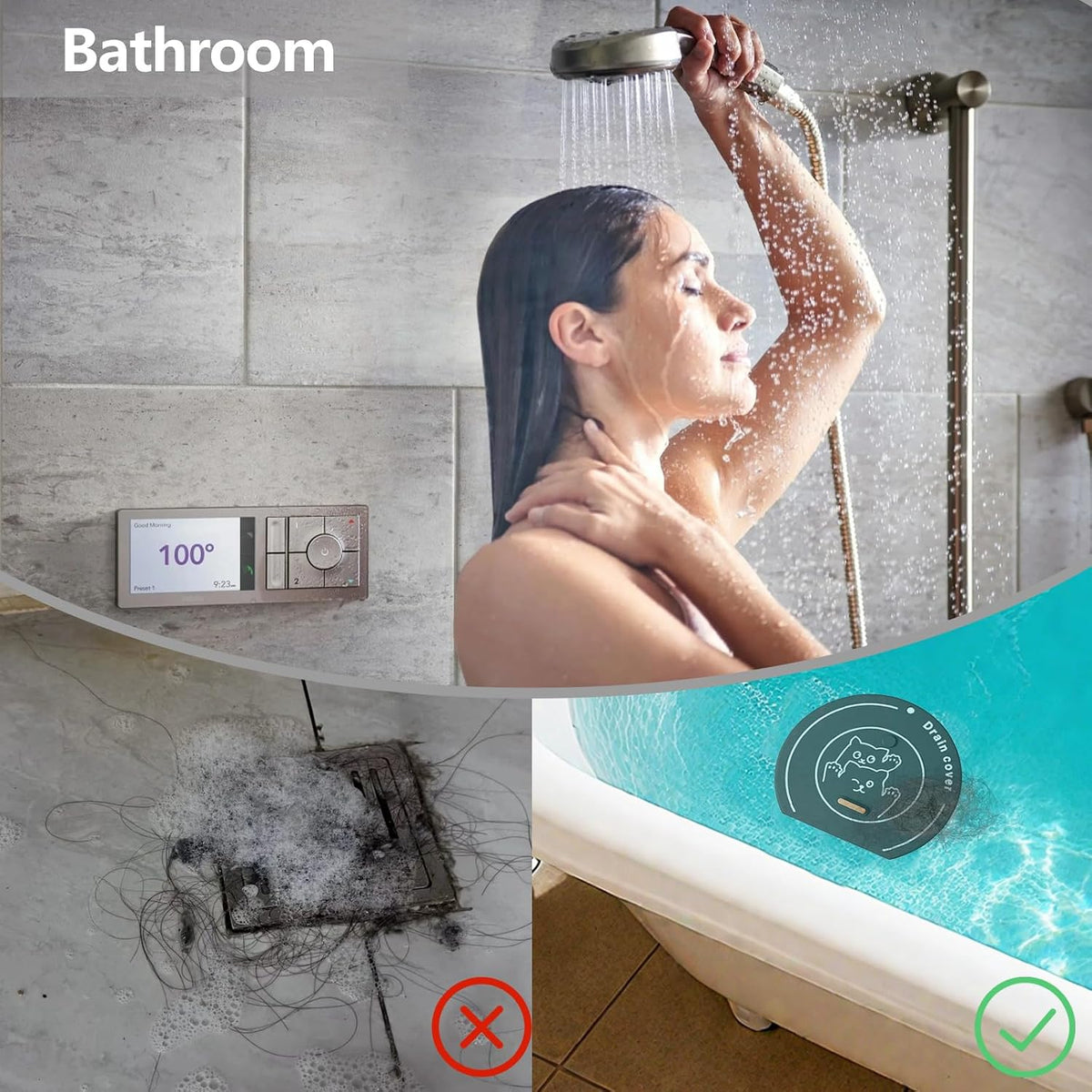 2-in-1 Shower Drain Hair Catcher & Bathtub Drain Hair Catcher