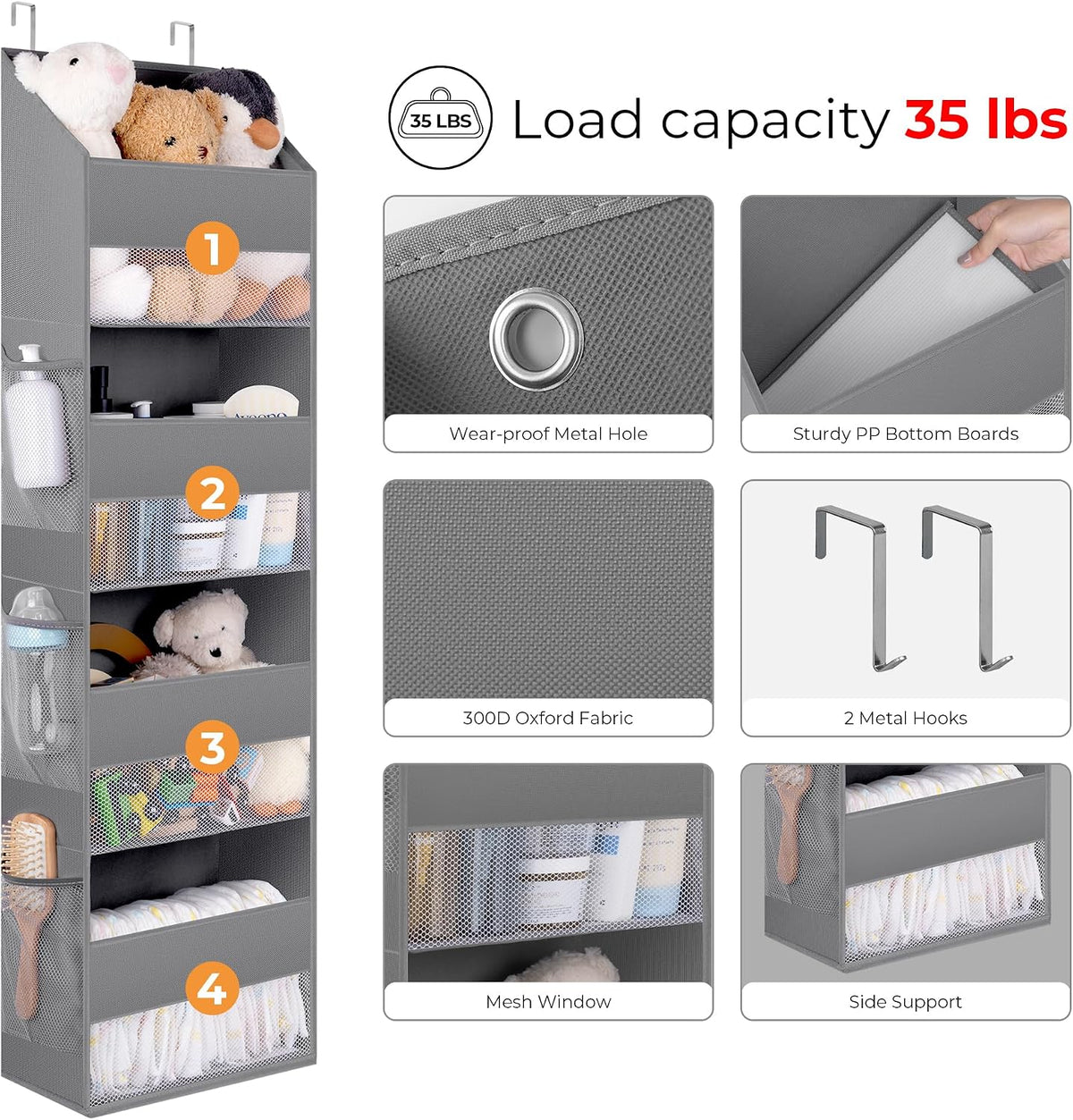 GRANNY SAYS Over the Door Organizer, 4-Shelf Behind the Door Storage