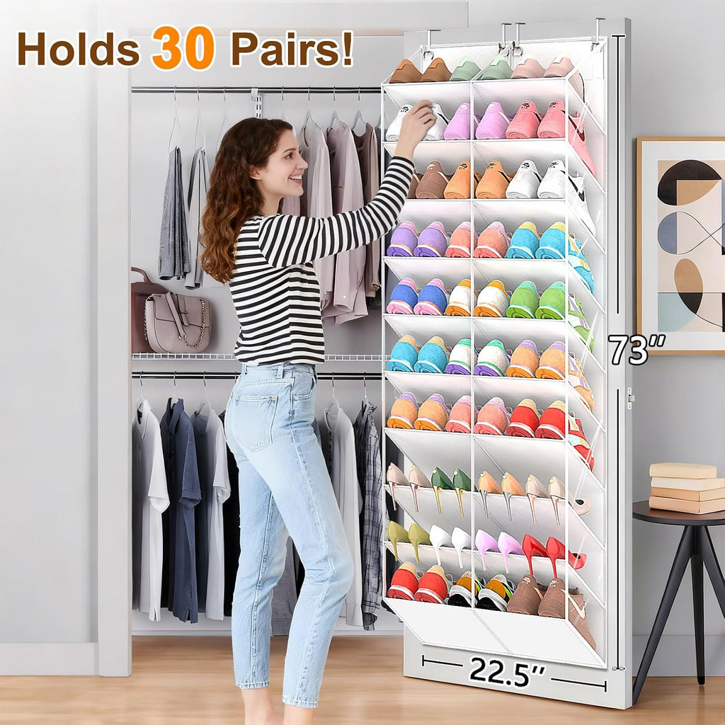 UVIAHOMI 20-30 Pairs Over the Door Shoe Organizer, 10-Tier Door Shoes Rack