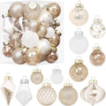 34PCS Champagne/White Christmas Ball Ornaments Set for Tree Decor