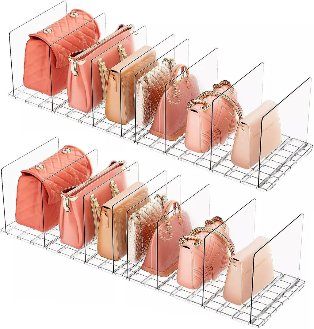 Adjustable Shelf Divider for Closet, Clear Purse Organizers for Closet Acrylic Handbag Separators Storage Shopping Gift Bag Organizer Bookshelf Separator Dividers in Bedroom, Office