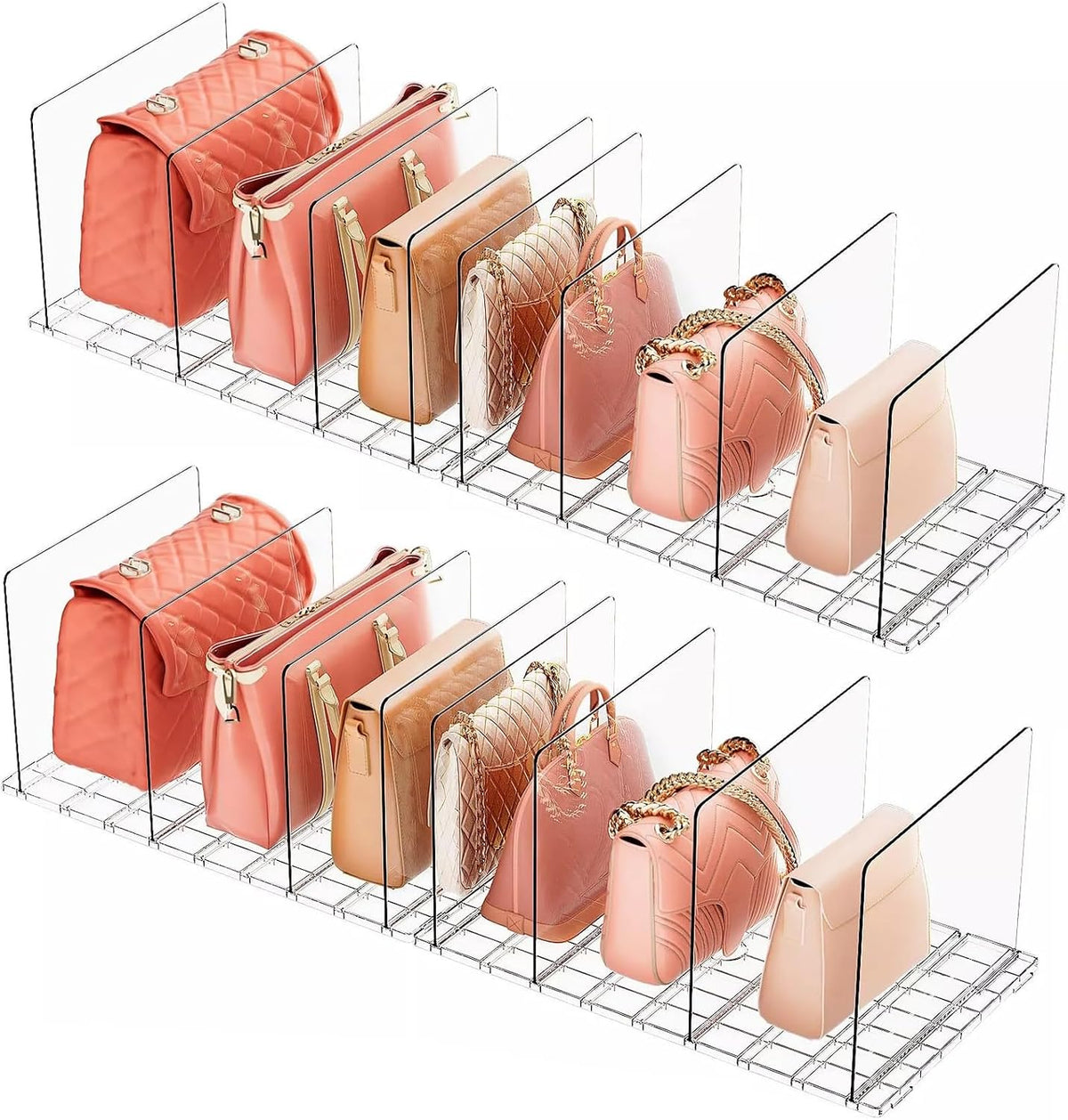 Adjustable Shelf Divider for Closet, Clear Purse Organizers for Closet Acrylic Handbag Separators Storage Shopping Gift Bag Organizer Bookshelf Separator Dividers in Bedroom, Office