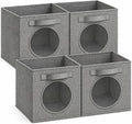 Storage Cubes with Mesh Window, 13'' Cube Storage Bin, Dark Gray, 4 Pack