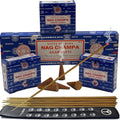 Nag Champa Incense Sticks 100g and Cones Variety Pack with Burner Holder Bundle from Satya Incense 100g Trumiri for Smudging and Aroma