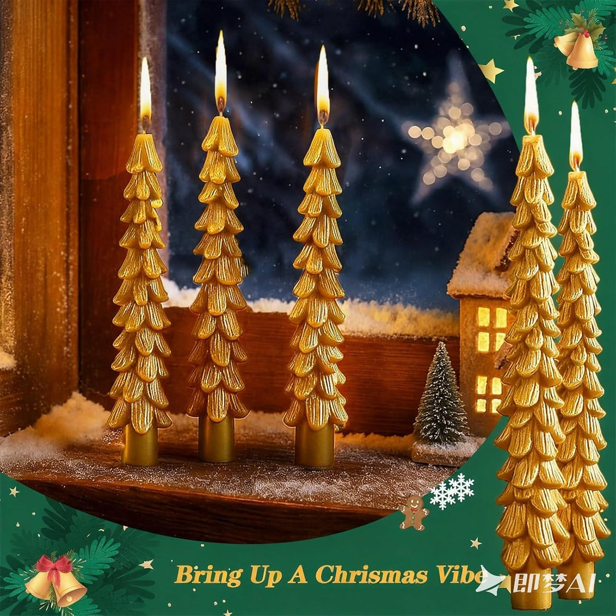 12 PCS Gold Christmas Tree Taper Candles
