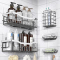 EUDELE 5-Pack Adhesive Shower Caddy Organizer, Large Capacity Rustproof Stainless Steel Shower Shelves, No Drill Bathroom Storage for Shower, Kitchen & Home Decor