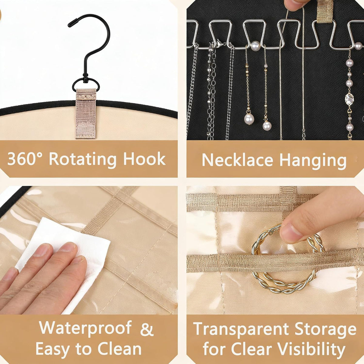 Hanging Jewelry Organizer, 1Pcs Double-Sided Jewelry Organizers and Storage