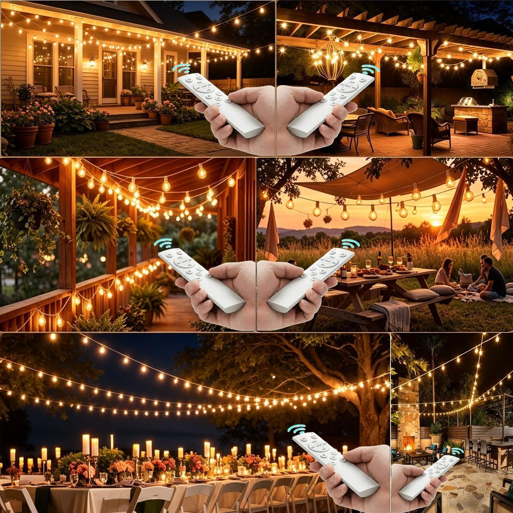 Remote White String Lights for Outside 100FT 100 Lights(1 foot Spacing)
