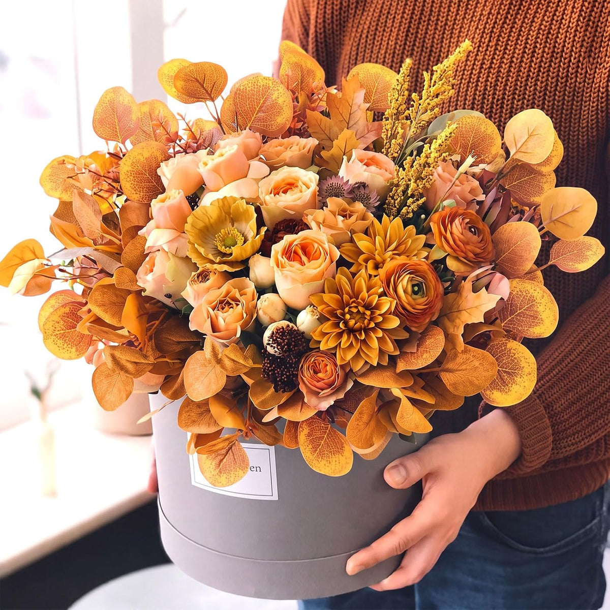 Yunsailing 100 Pcs Mixed Fall Greenery Stems Faux Eucalyptus Leaves, Yellow