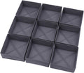 DIOMMELL 9 Pack Foldable Cloth Storage Box Closet Dresser Drawer Organizer Fabric Baskets Bins Containers Divider for Clothes Underwear Bras Socks Clothing, Dark Grey 900
