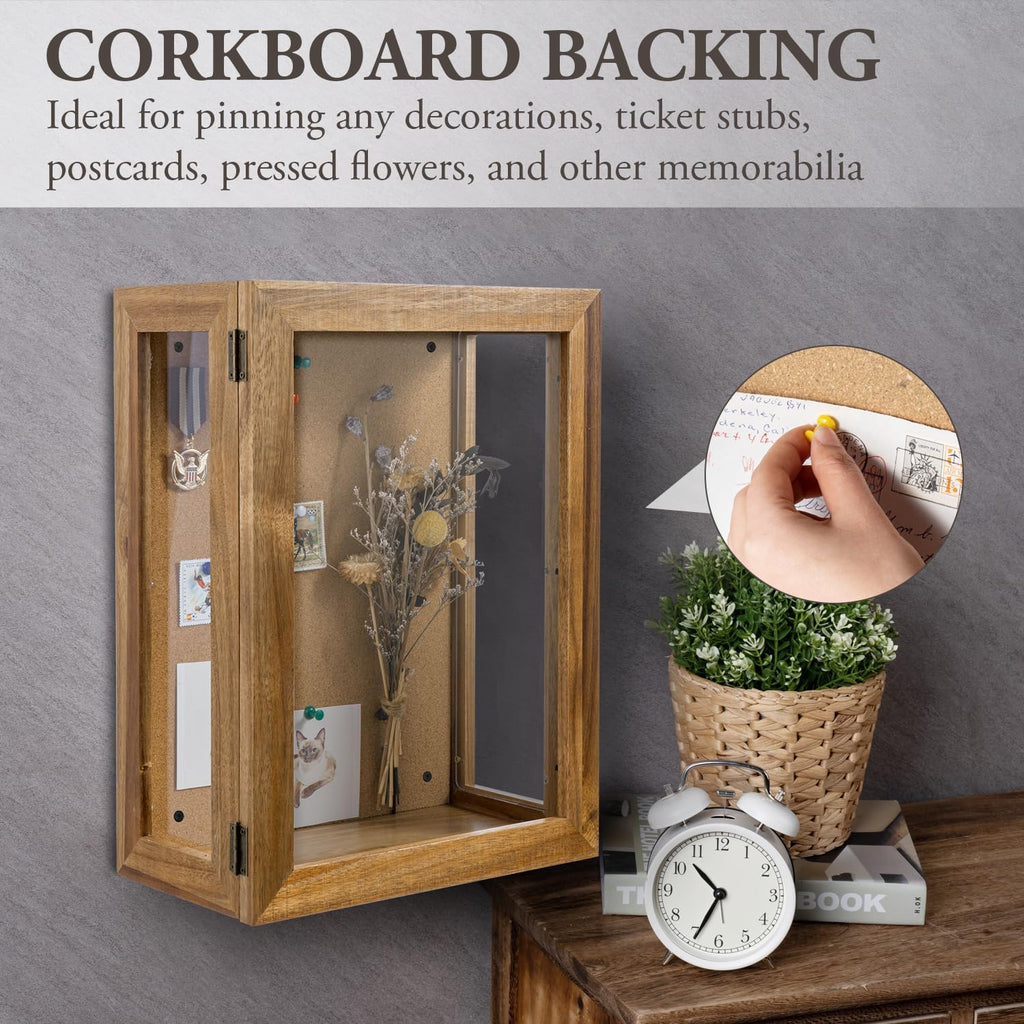 MyGift 11 x 15 Inch Wall Mounted Acacia Solid Wood Deep Shadow Box