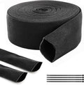 Cididu Protective Hose Sleeve 19.7 Ft, Anchor Chain Cover with Zip Ties, Black Polyester Hydraulic Wrap Cable Cutting Wire Sheath Sleeve for Welding Tig Torch Hydraulic Hose Rope (1.57 Inch ID)