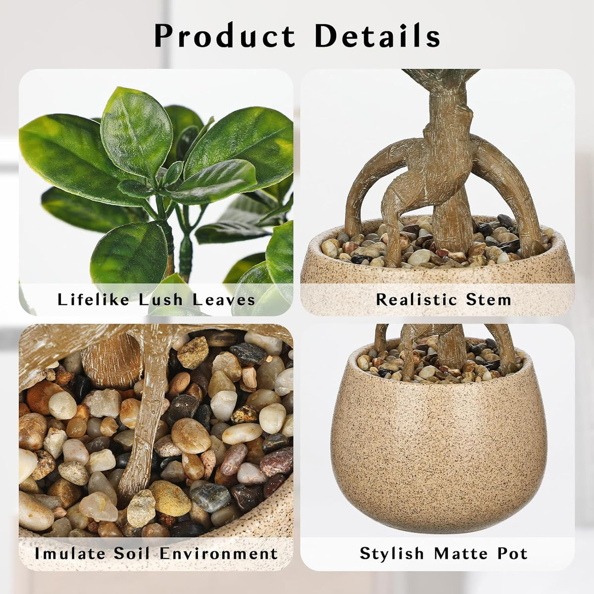 Artificial Bonsai Tree Fake Small Bay Plant with Ceramic Pot Indoor Bonsai