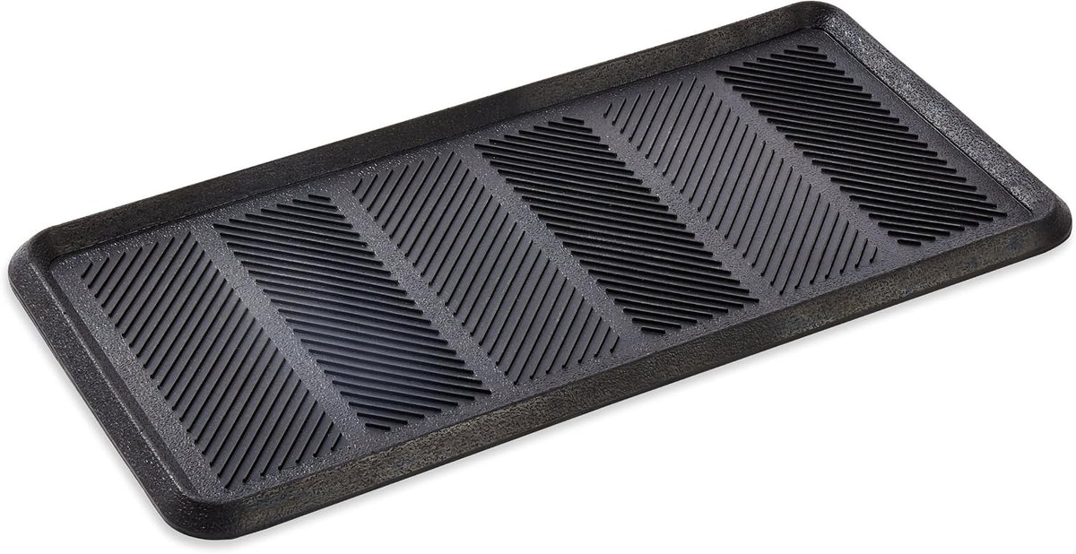 Kempf Large Rubber Boot Tray, 16" x 32", Heavy-Duty Waterproof Shoe/Boot Tray for Entryway, Multi-Purpose for Pet Bowls & Plants, Recycled Rubber