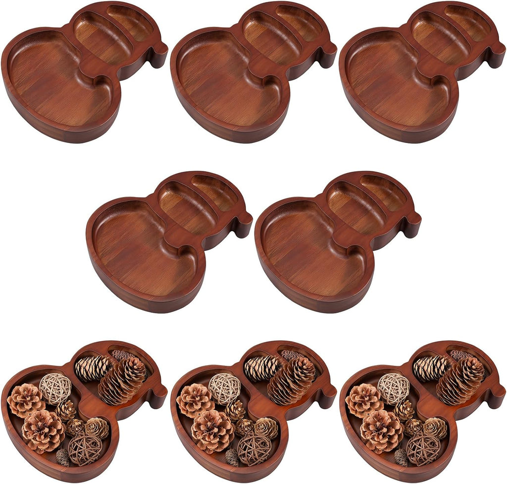 Jingmore 8 Pcs Snowman Christmas Wooden Bowl Tray Rustic