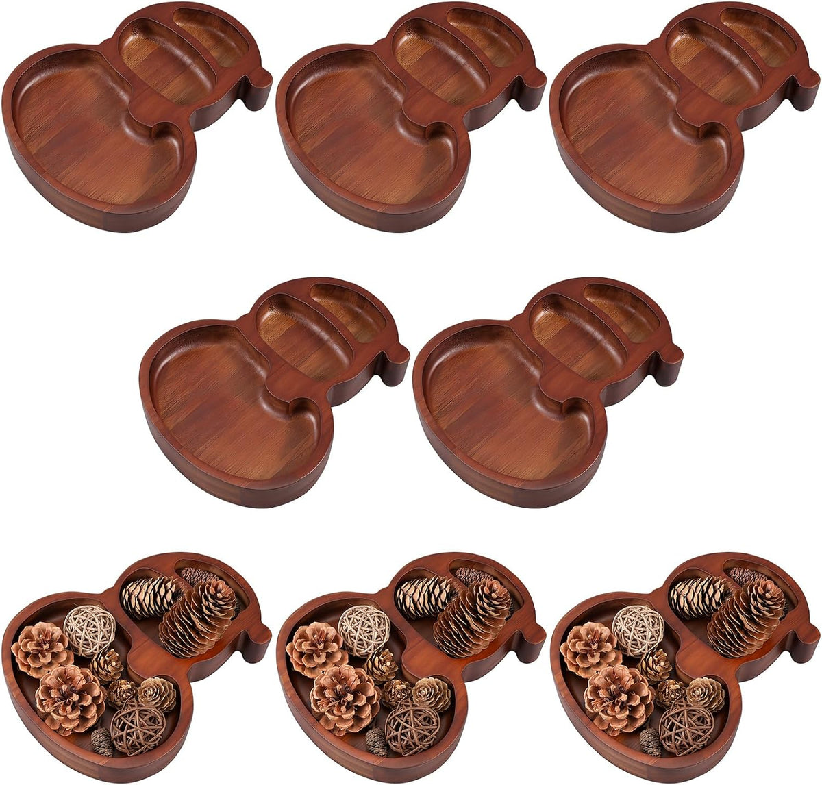 Jingmore 8 Pcs Snowman Christmas Wooden Bowl Tray Rustic