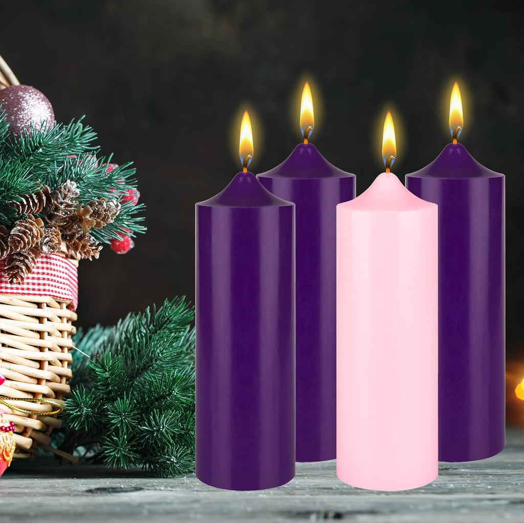 Mega Candles Unscented Advent Bell Top Pillar Candle Set 4 ct 3" x 9"