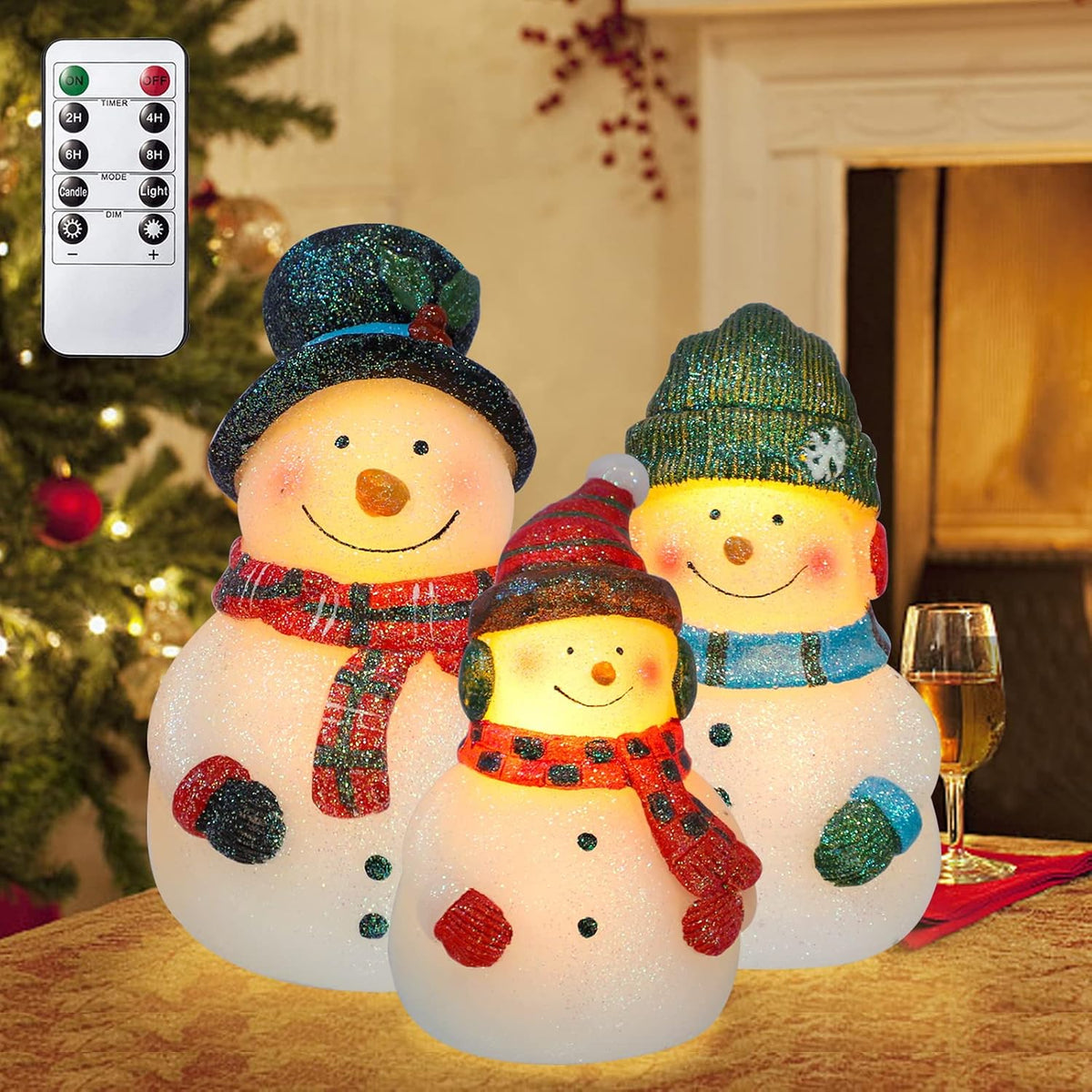 Impress Life Christmas Snowman Flameless Candles with Remote