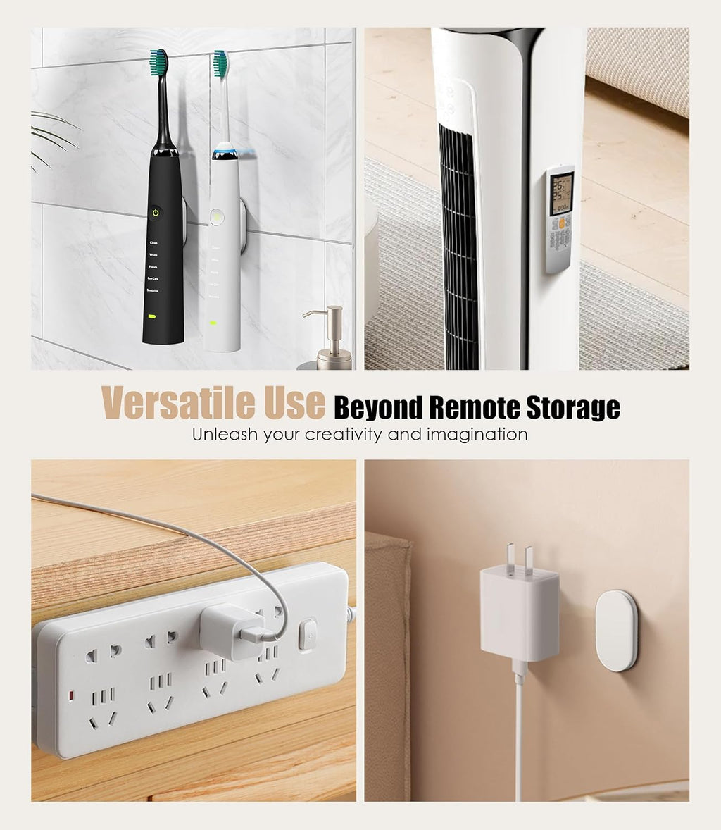 4Pack Magnetic Remote Control Holder Wall Mount, No Drill-White