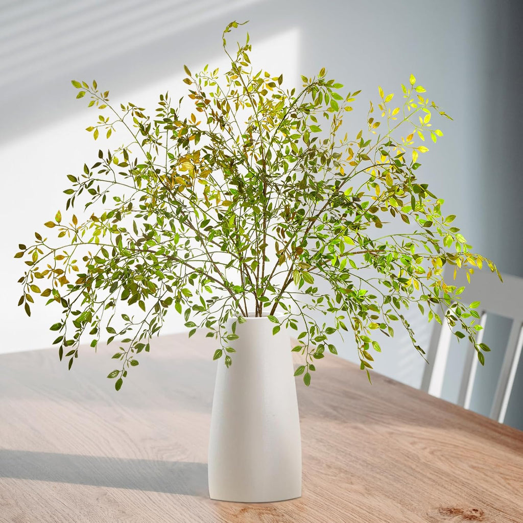 Ttranewsoo 4Pcs Artificial Greenery Stems, 43.3" Nandina Branches Tall Faux Plant Stems for Vase, Greenery Decor Stems Leaves Bunches for Shop Garden Office Home Décor,Orange
