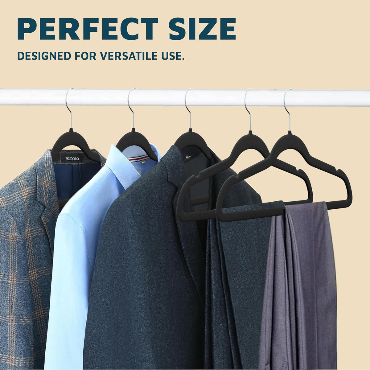 Lifemaster Velvet Non-Slip Plastic Hanger Set - 20 Pieces Non-Slip Clothes Hanger Set with 360° Swivel Hook, Space-Saving, Sleek Design, Smooth Velvet Finish, Lightweight Construction - Black