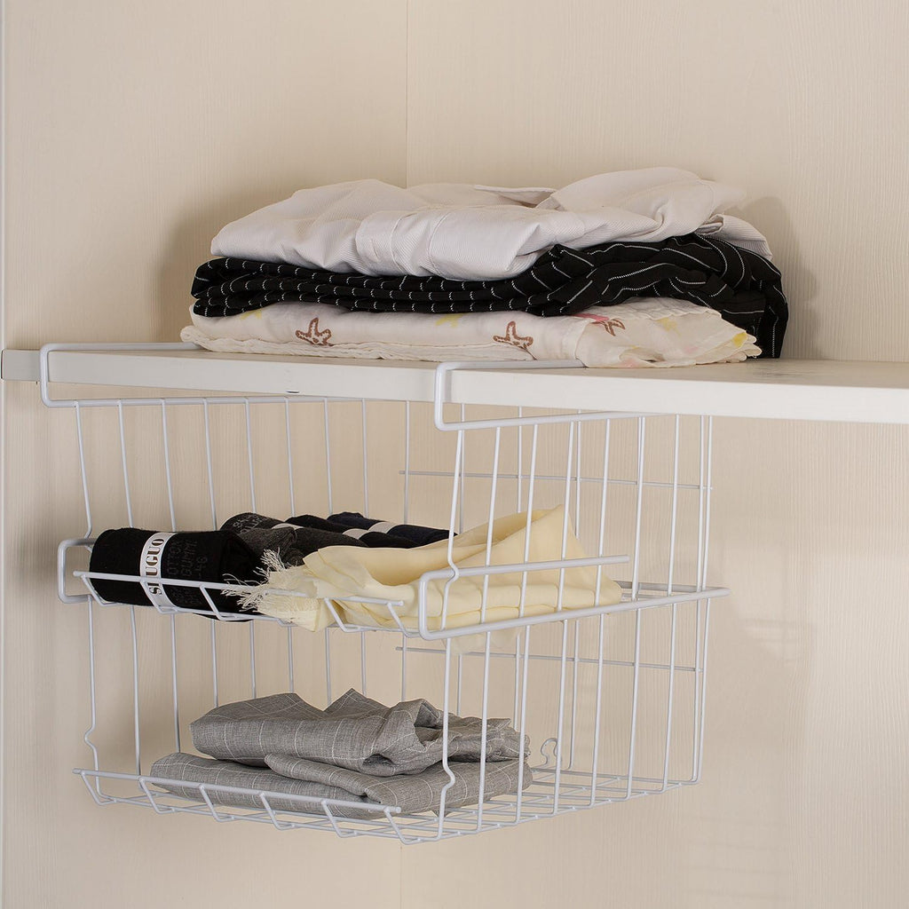 Under Shelf Storage Basket, 2-Pack, White