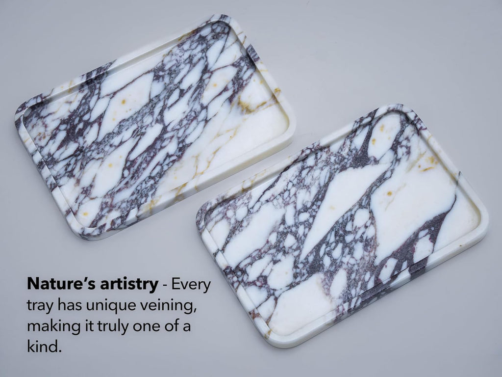 Calacatta Viola Marble Tray, Elegant Natural Stone, Large (12"x 8")