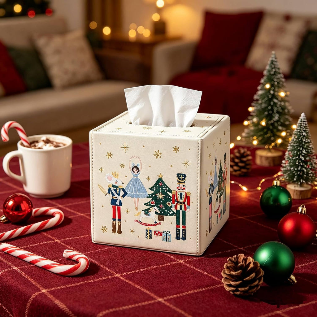 Christmas Tissue Box Cover Holder Square Home Decorative (Nutcracker)