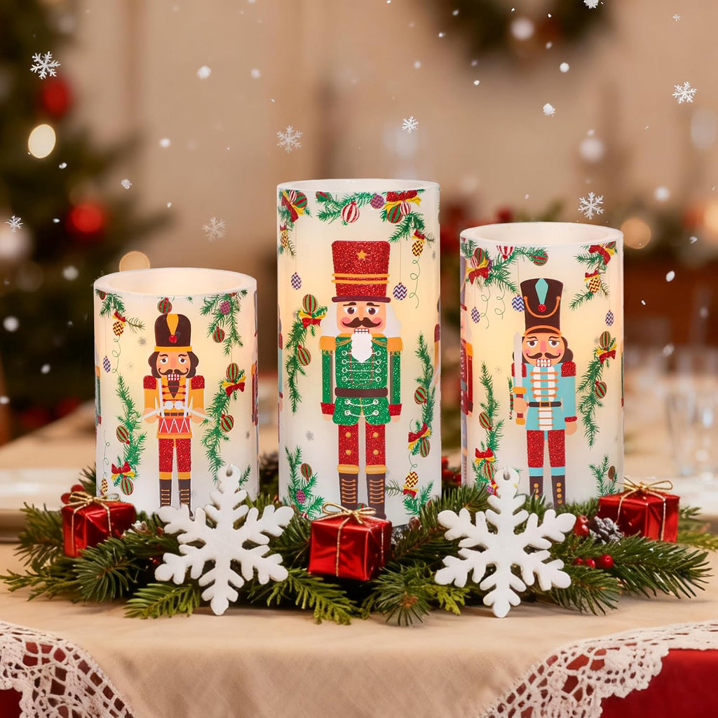 Crystal Club Christmas Flameless Candles, Nutcracker LED Candle with Remote