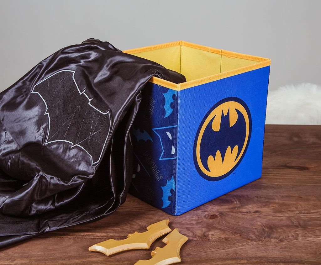 Ukonic DC Comics Batman Logo 11-Inch Storage Bin Cube Organizer | Fabric Basket Container, Cubby Cube Closet Organizer | Comic Book Superhero Toys, Gifts And Collectibles
